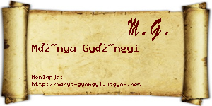 Mánya Gyöngyi névjegykártya